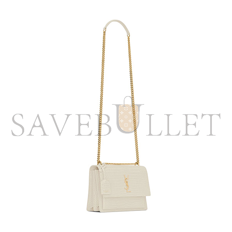 YSL SUNSET MEDIUM IN CROCODILE-EMBOSSED LEATHER 442906DND0J9207 (22*16*6.5cm)